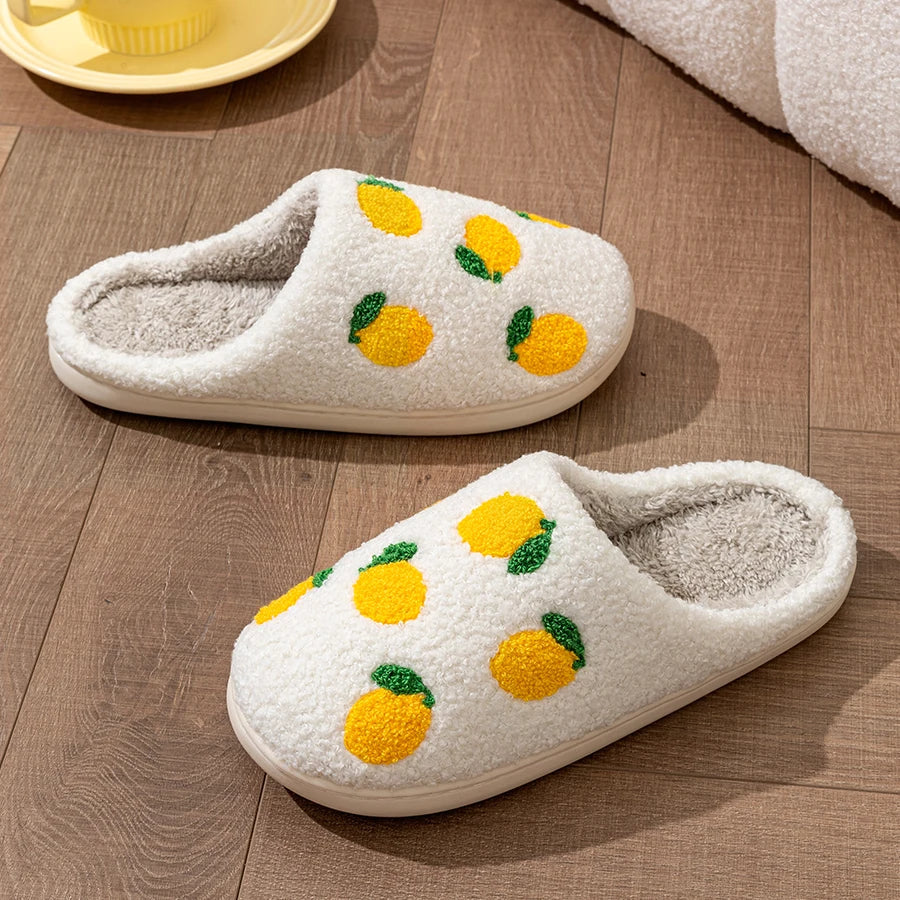 Lemon Embroidered Fuzzy Slippers by The Mississippi Mermaid Mercantile - view 5