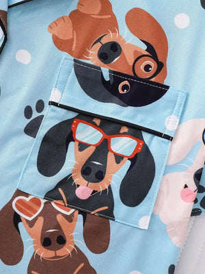 Dachshund in Glasses Women's Pajama Set — Short Sleeve Top & Shorts by The Mississippi Mermaid Mercantile - view 5