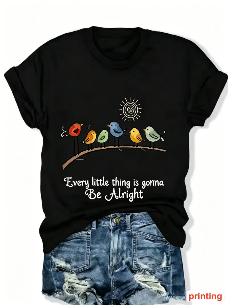 Colorful Birds on a Branch Women's Graphic Tee — Whimsical Sunshine Design by The Mississippi Mermaid Mercantile - view 6