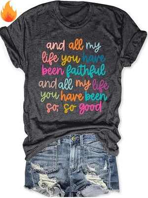 Colorful Script Faith Women's Graphic Tee — Inspirational Typography Design by The Mississippi Mermaid Mercantile