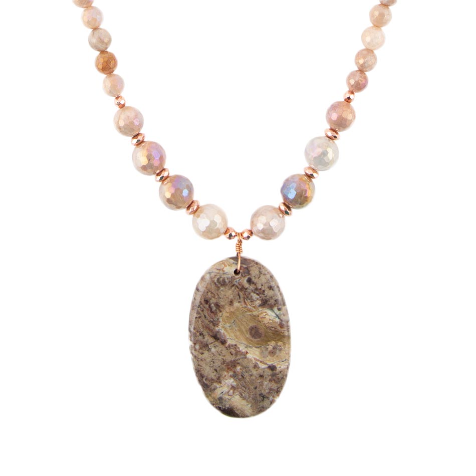 Jasper Slab in Pink Necklace by Barse Jewelry