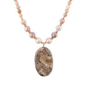 Jasper Slab in Pink Necklace by Barse Jewelry
