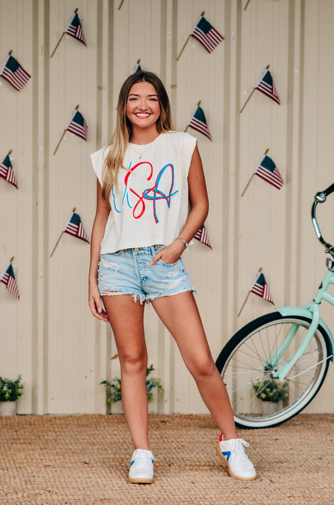 USA Muscle Ivory Tee by Southern Bliss Company, Southern lifestyle apparel detail photo 5