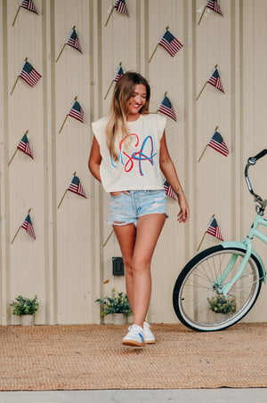 USA Muscle Ivory Tee by Southern Bliss Company, Southern lifestyle apparel detail photo 6