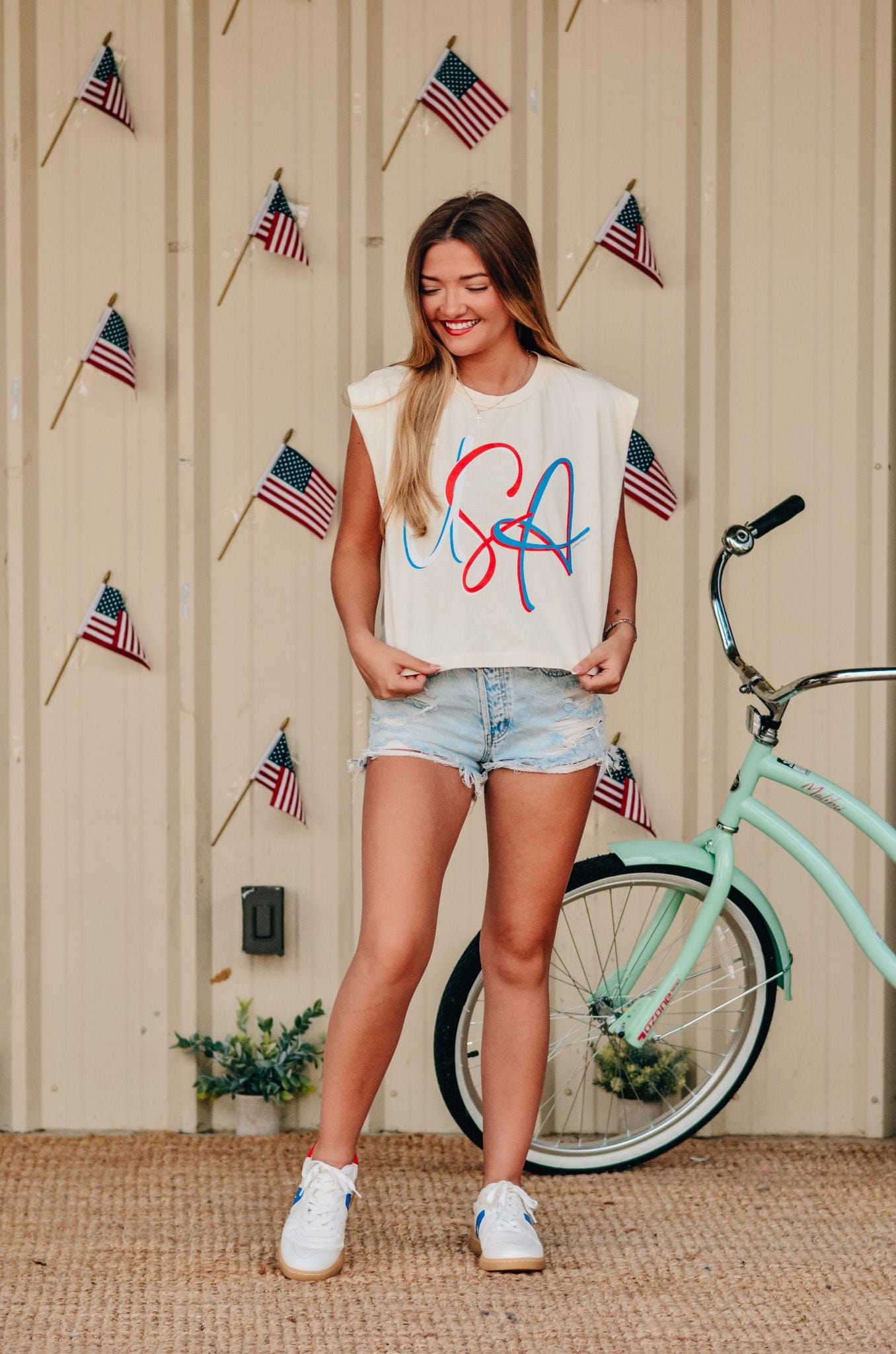 USA Muscle Ivory Tee by Southern Bliss Company, Southern lifestyle apparel detail photo 7