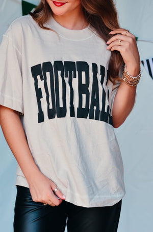 Football Oatmeal Vintage Boxy Tee detail view by Southern Bliss Company