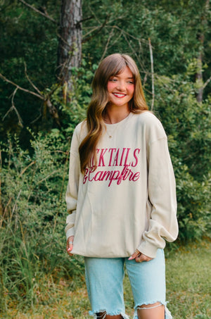 Cocktails & Campfires Waffle Long Sleeve detail view by Southern Bliss Company