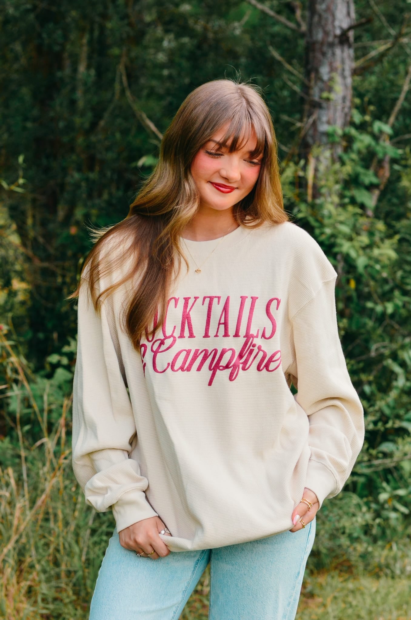 Cocktails & Campfires Waffle Long Sleeve by Southern Bliss Company