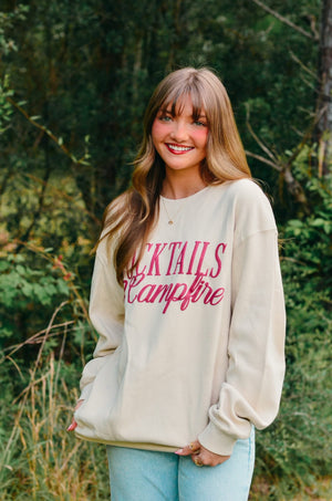 Cocktails & Campfires Waffle Long Sleeve detail view by Southern Bliss Company
