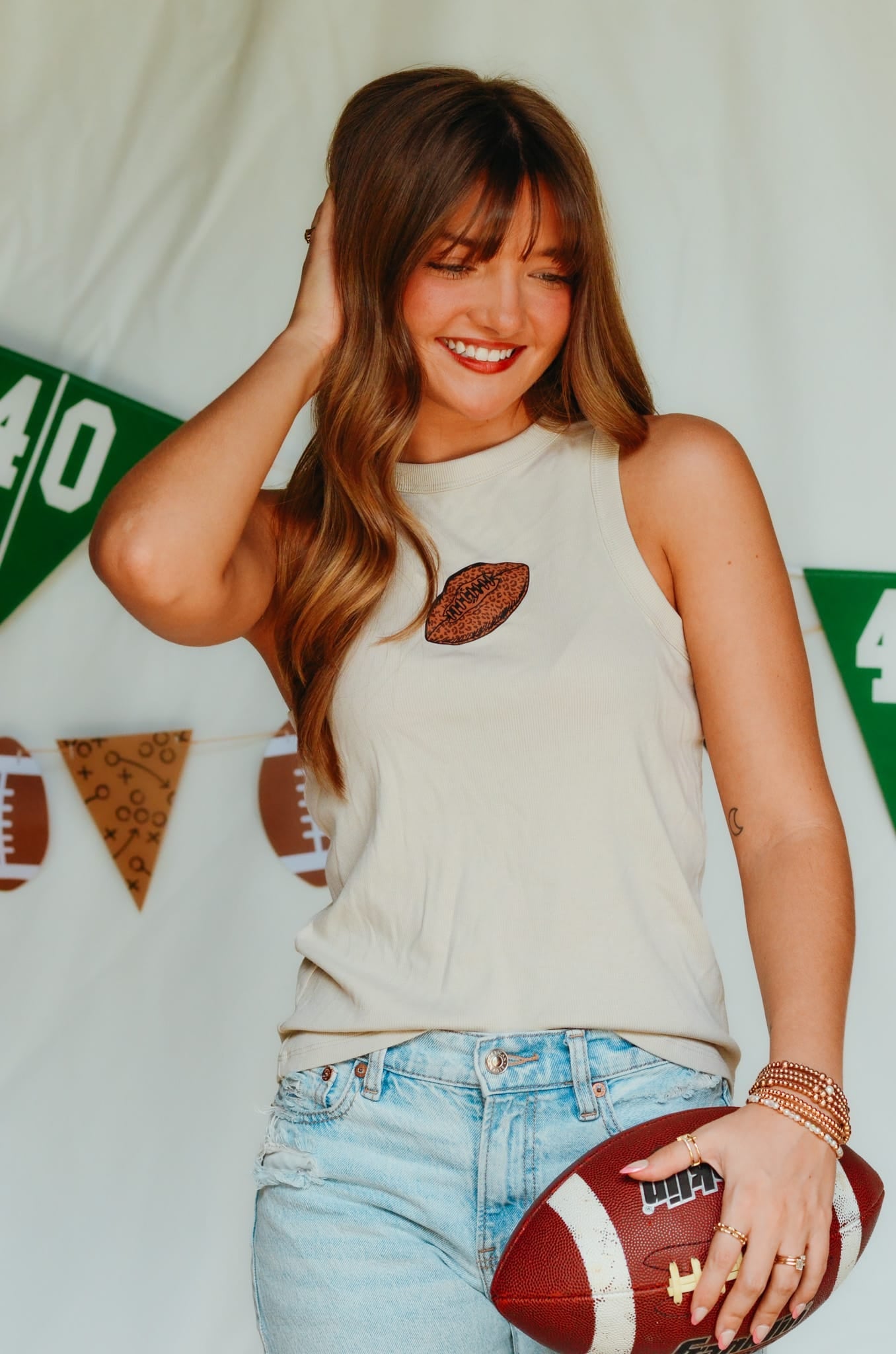Football Tan Ribbed Tank by Southern Bliss Company