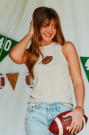 Football Tan Ribbed Tank by Southern Bliss Company