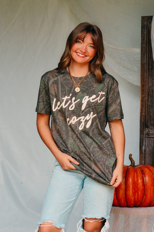 Let’s Get Cozy Dark Camo Shortsleeve