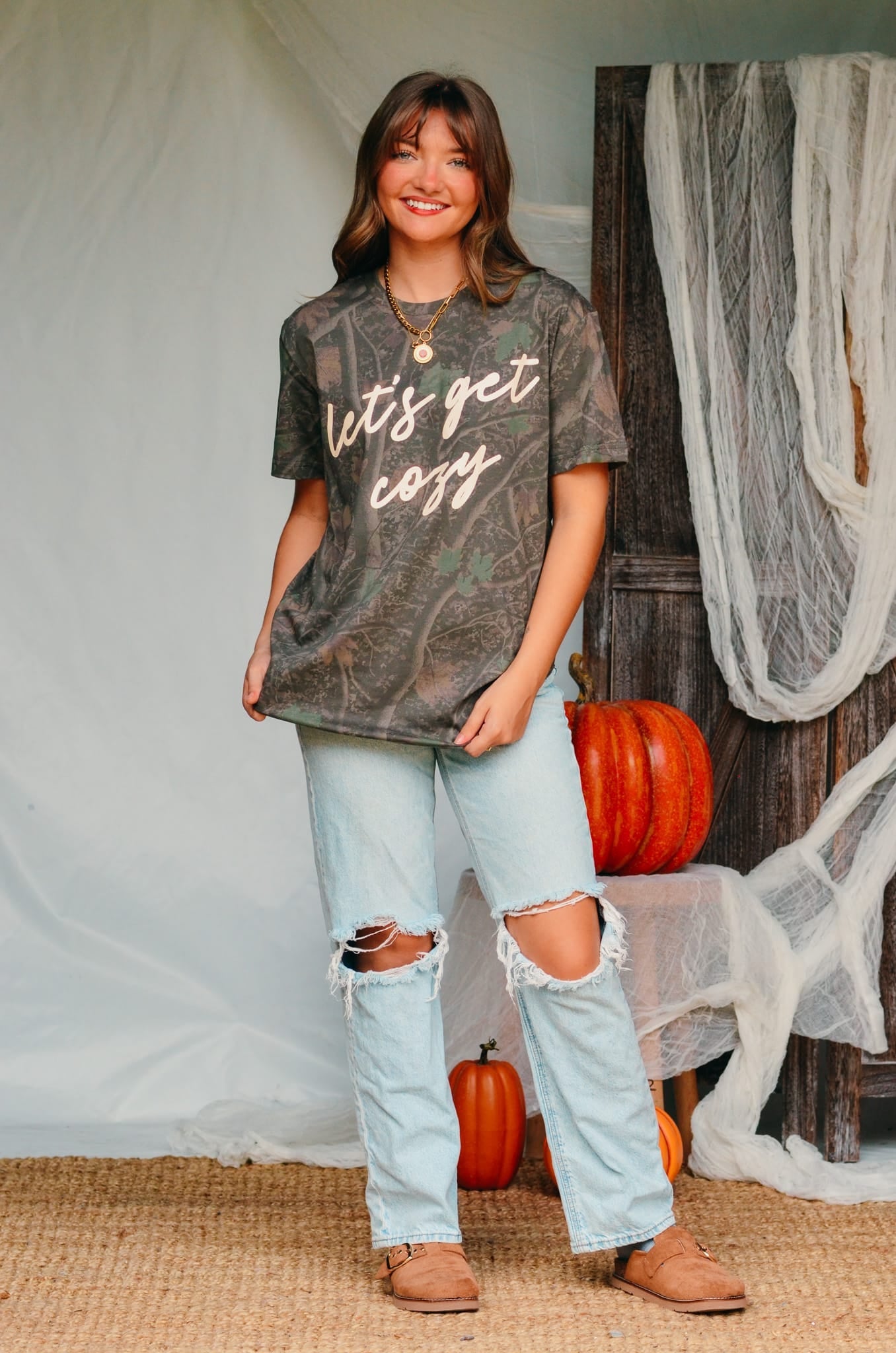 Let’s Get Cozy Dark Camo Shortsleeve
