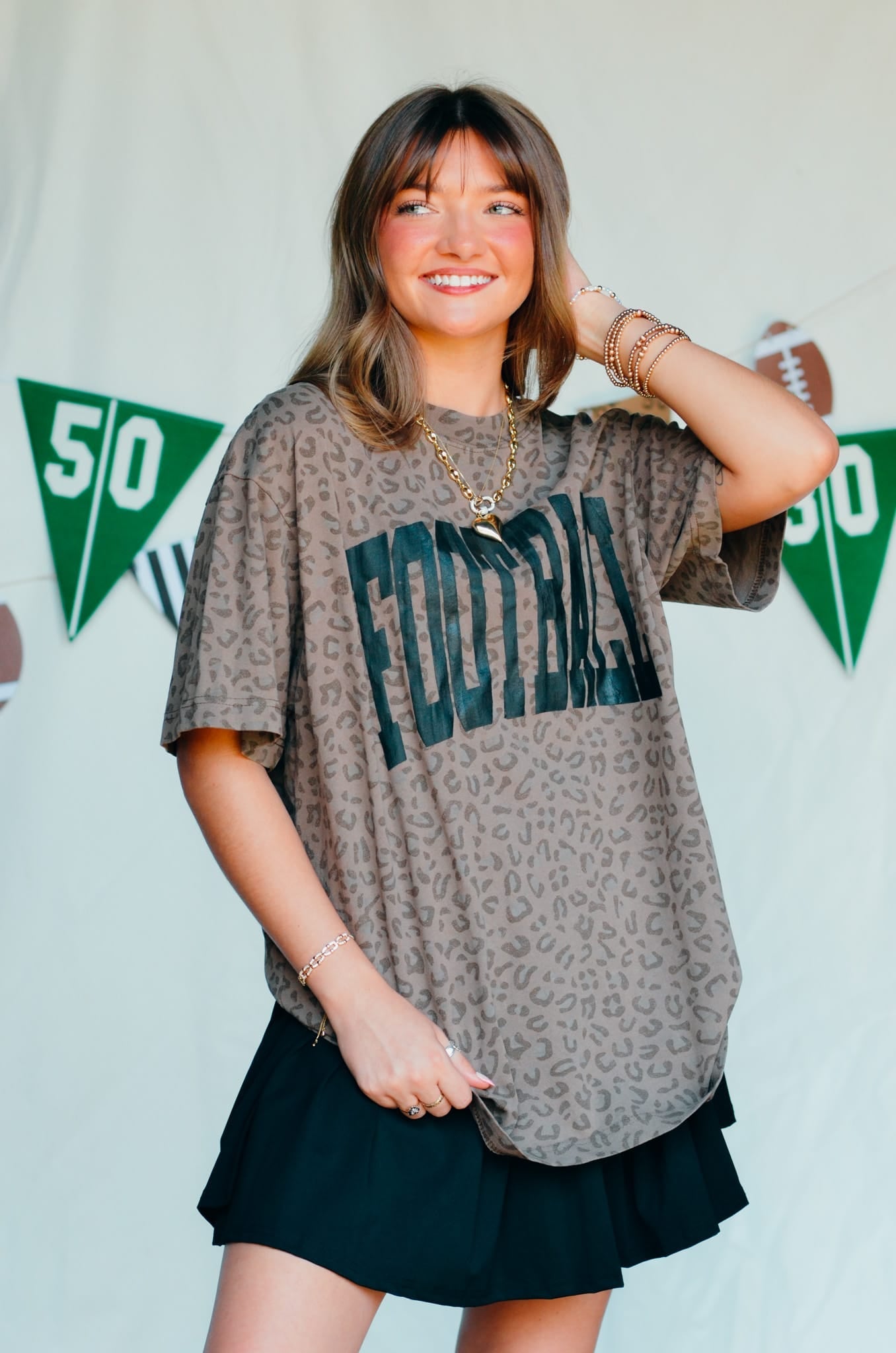 Football Brown Leopard Tee detail view by Southern Bliss Company