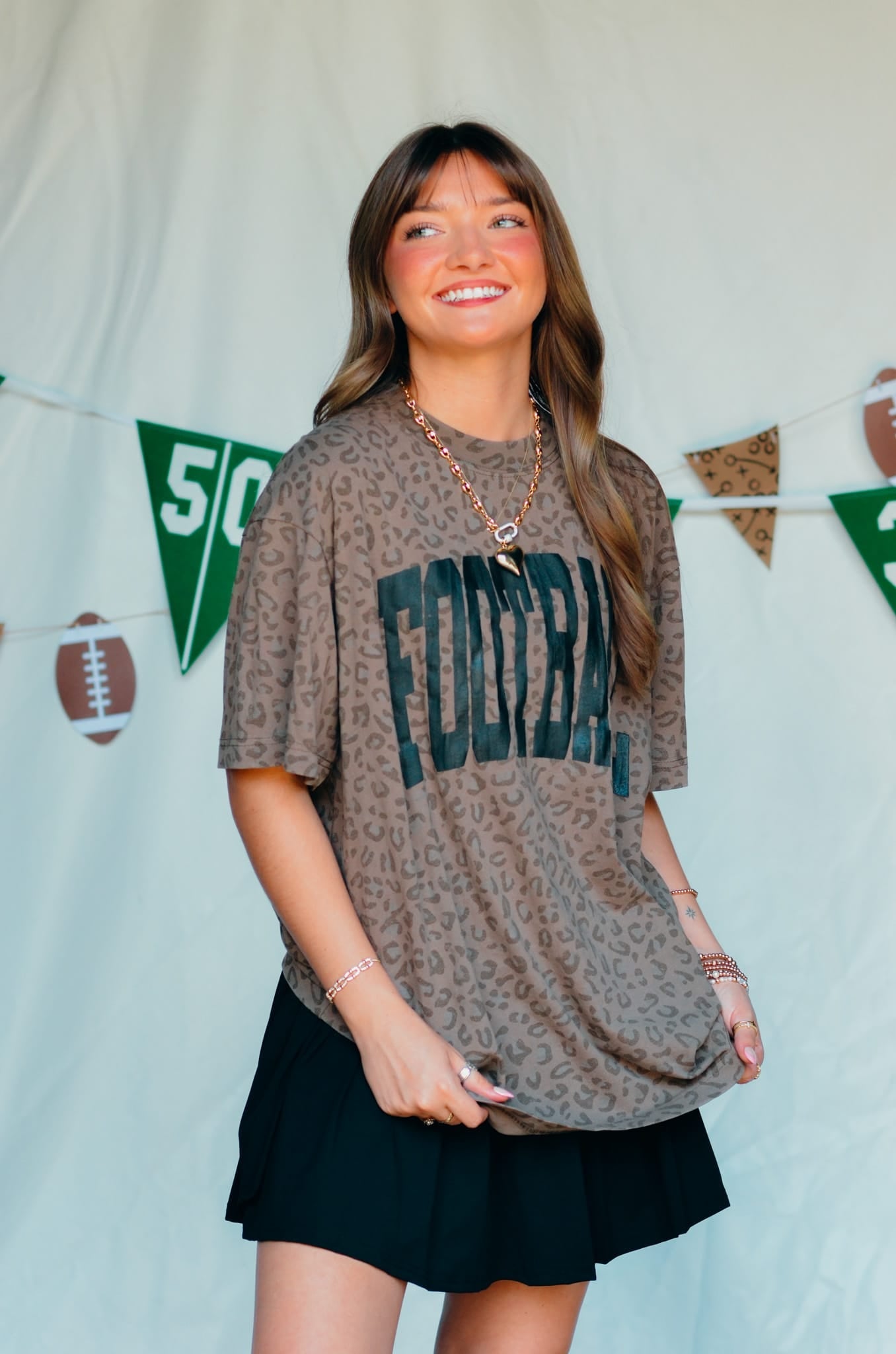 Football Brown Leopard Tee detail view by Southern Bliss Company