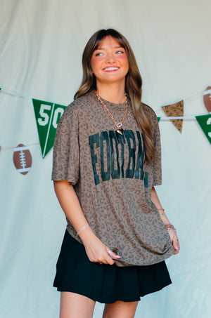 Football Brown Leopard Tee detail view by Southern Bliss Company