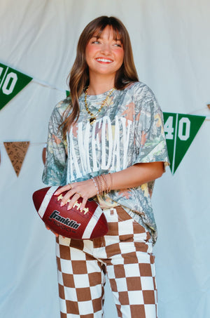 Gameday Vintage Wood Camo Heavy Tee detail view by Southern Bliss Company