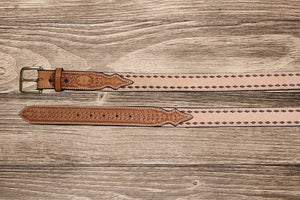 Saddle Tan Spider Buckstitch Combo - Bargain Barn by Texas Saddlery, handmade leather goods detail photo 2