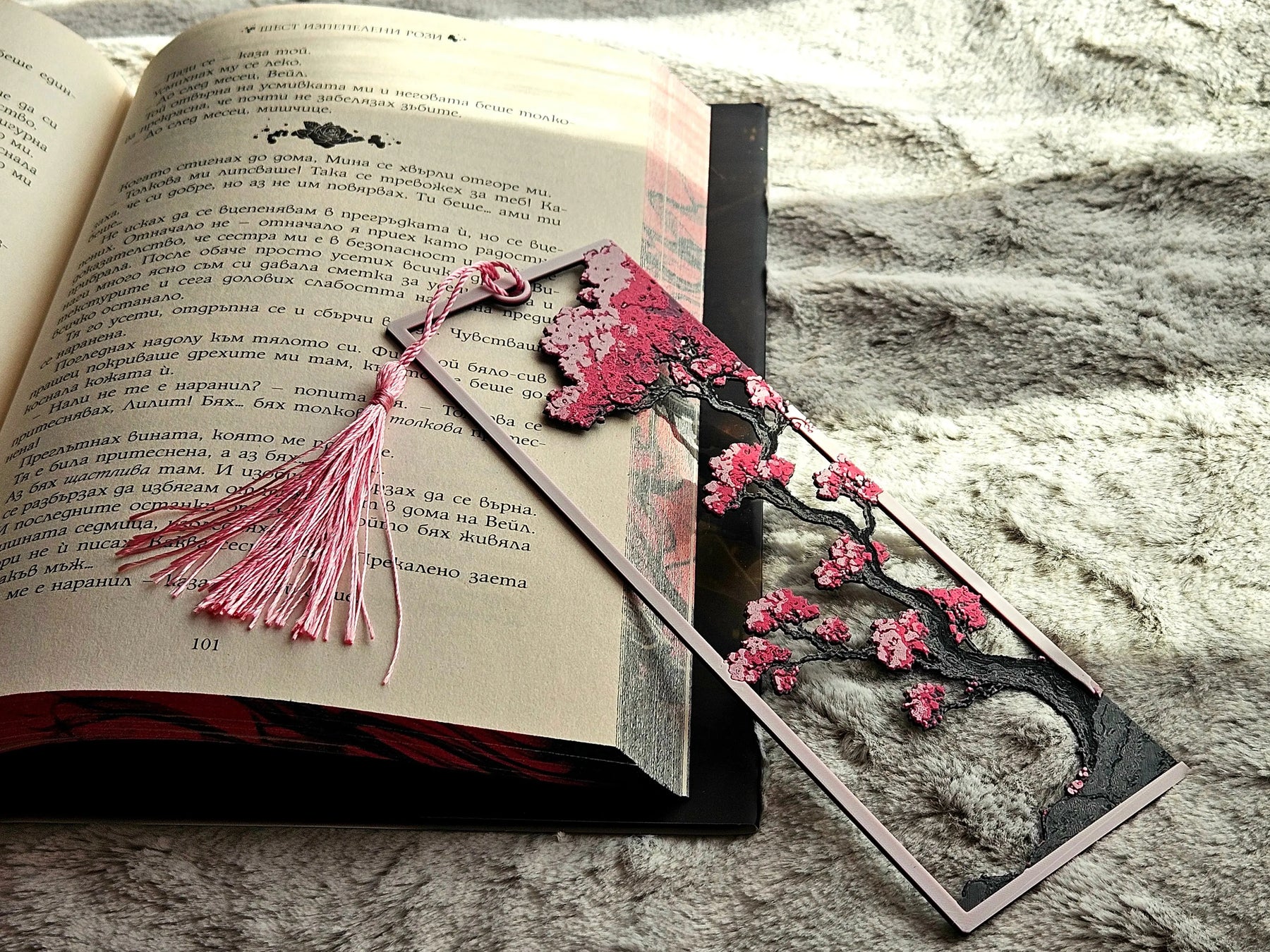 Sakura Samurai Framed Bookmark – Cherry Blossom Samurai Bookmark by The Tween Space, paper gift detail photo 2