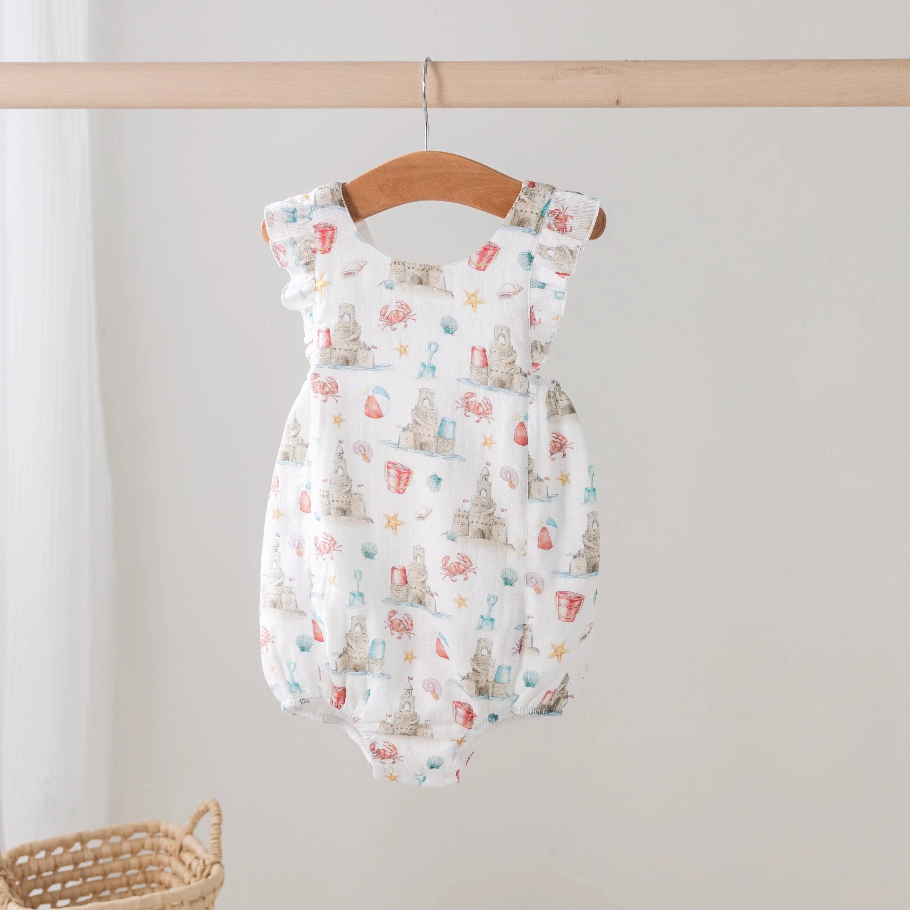Sandcastle Kingdom Organic Muslin Bubble Romper by Nola Tawk, Southern lifestyle apparel main product photo