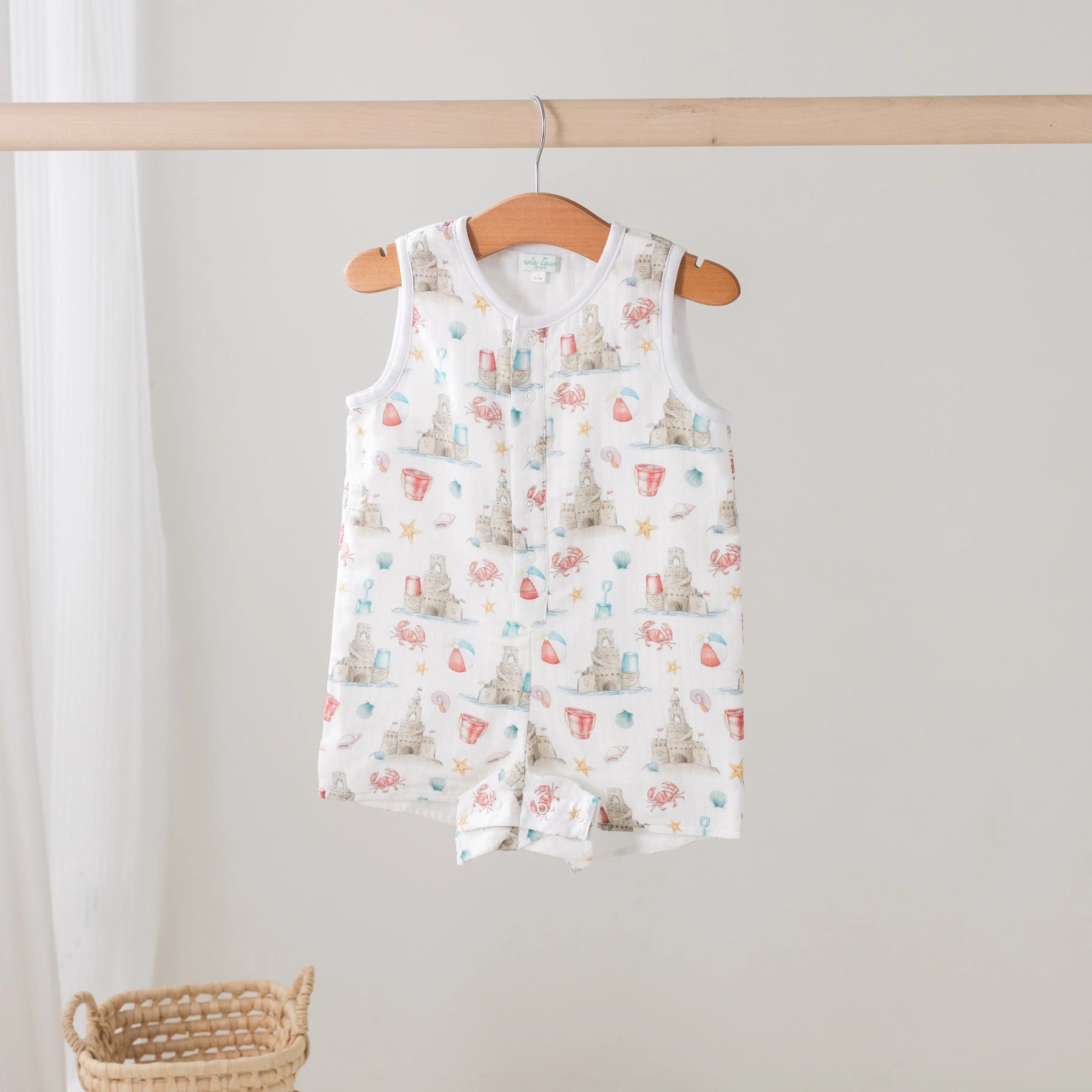 Sandcastle Kingdom Organic Muslin Shortall by Nola Tawk, children's boutique clothing main product photo