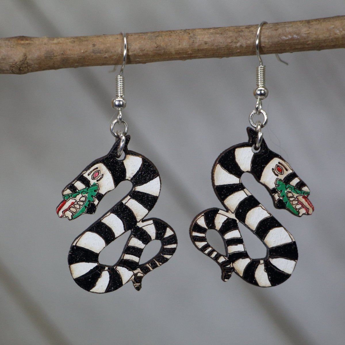 Sandworm Wooden Dangle Earrings | Sci-Fi Creature Jewelry by Cate's Concepts, LLC