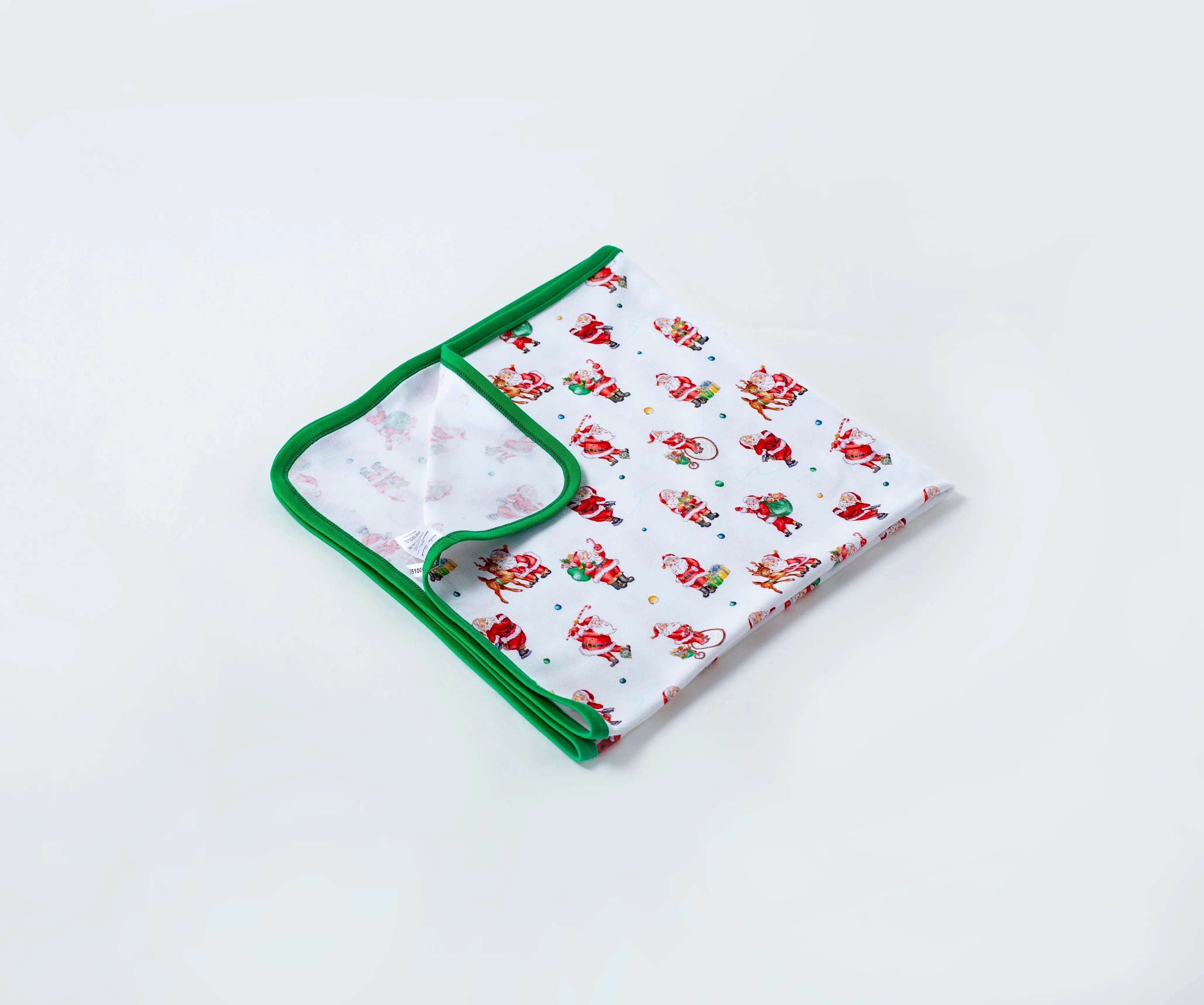 Santa Claus is Coming to Town Organic Cotton Christmas Baby Blanket by Nola Tawk, children's boutique clothing detail photo 2