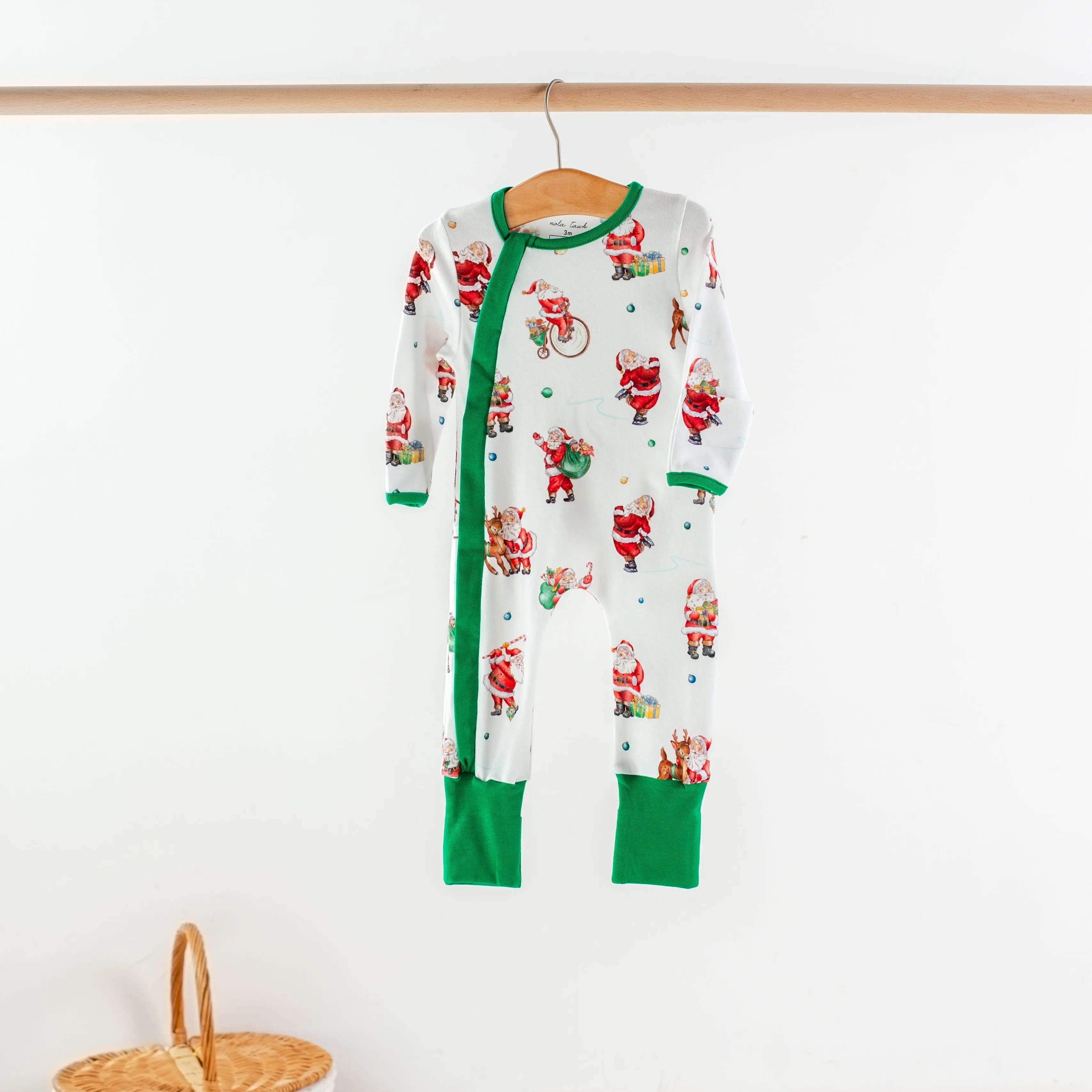 Santa Claus is Coming to Town Organic Cotton Christmas Kids Pajamas by Nola Tawk, Southern food gift detail photo 2