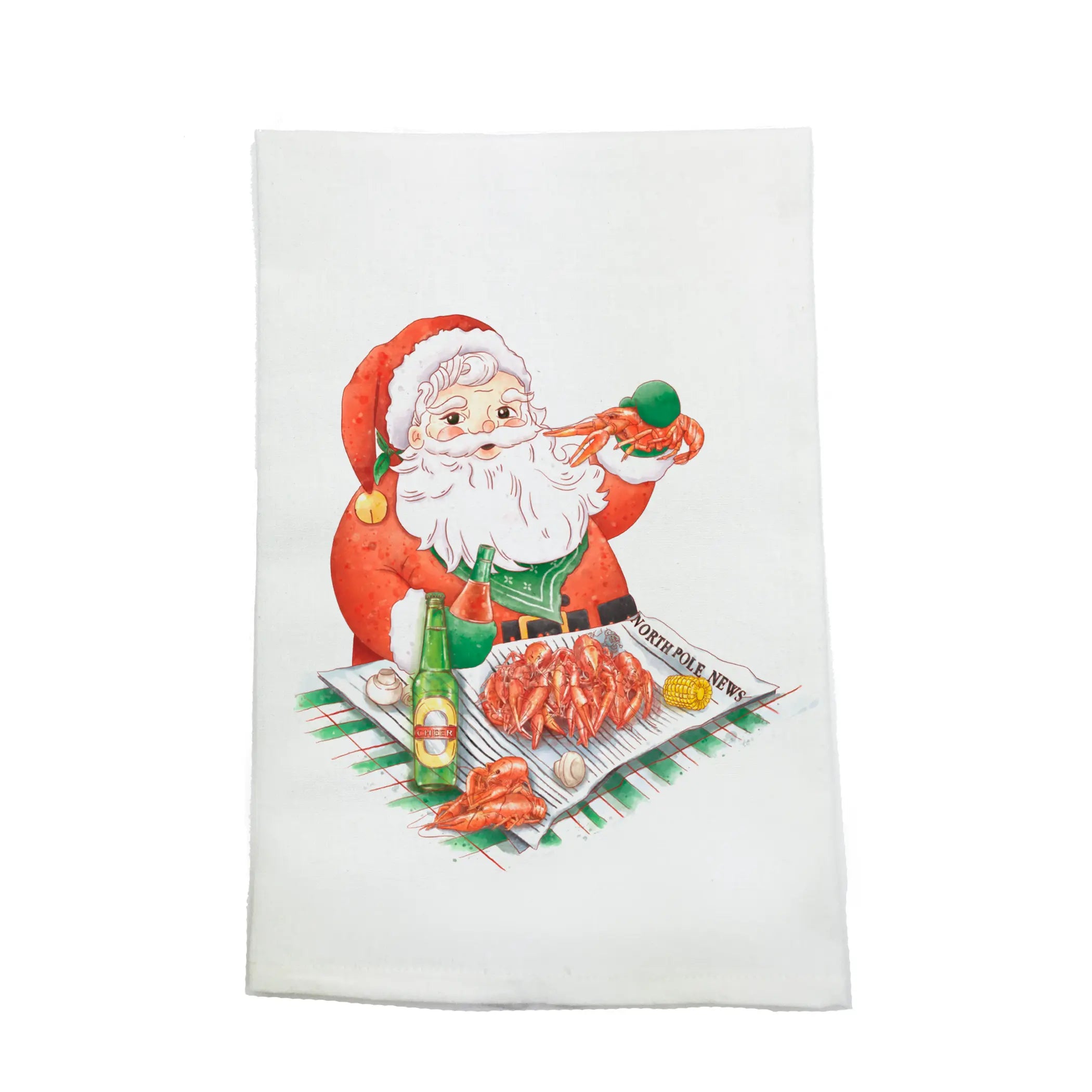 Santa Claws Christmas Kitchen Towel by Nola Tawk, tea towel main product photo