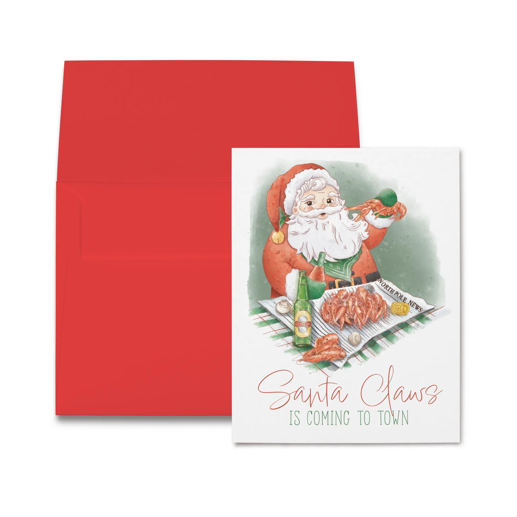 Santa Claws Folded Christmas Card by Nola Tawk, paper gift main product photo