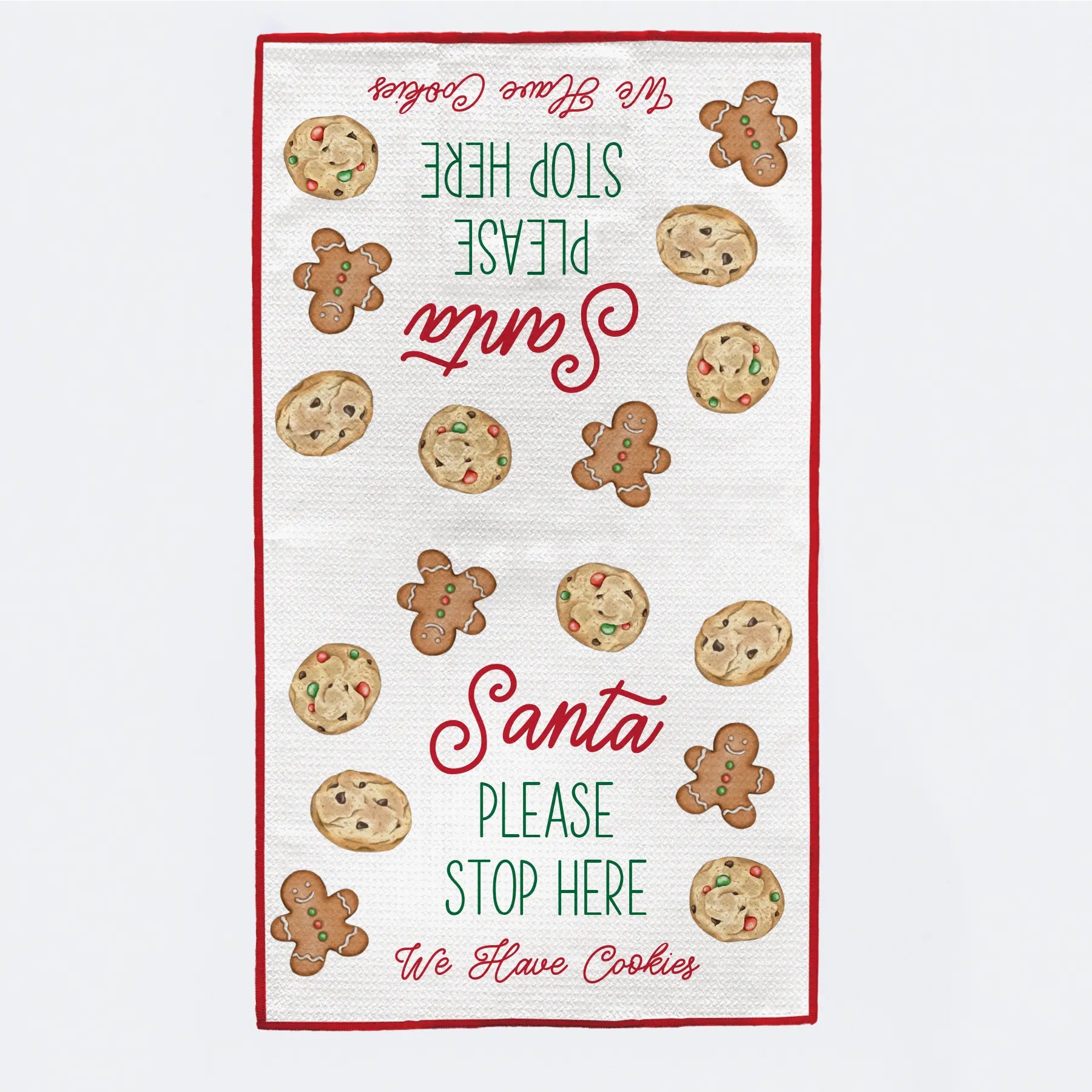 Santa Please Stop Here Kitchen Towel by Nola Tawk, tea towel detail photo 2