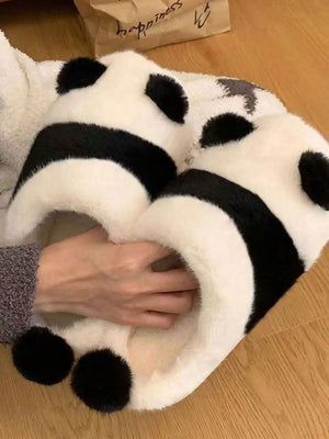 Panda Paw Plush Slippers — Cozy Warm Indoor House Shoes by The Mississippi Mermaid Mercantile