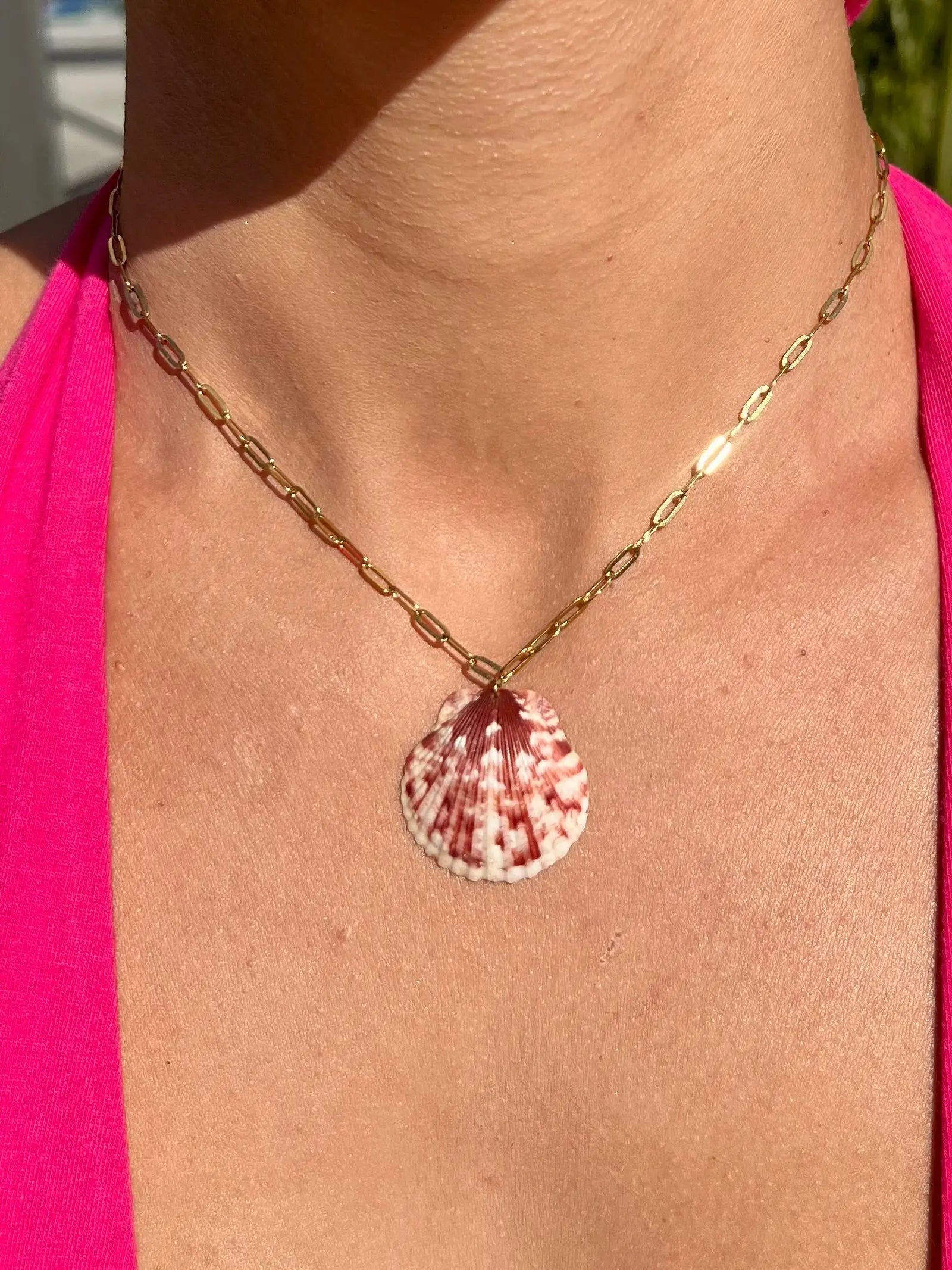 Scallop Paperclip Necklace by HALT, handmade jewelry detail photo 2