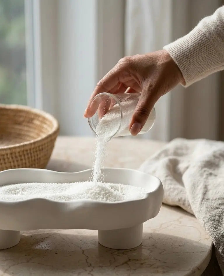 Scalloped Candle Tray-Refillable Sand Wax Candle Vessel by Believe Candle, scented candle detail photo 2