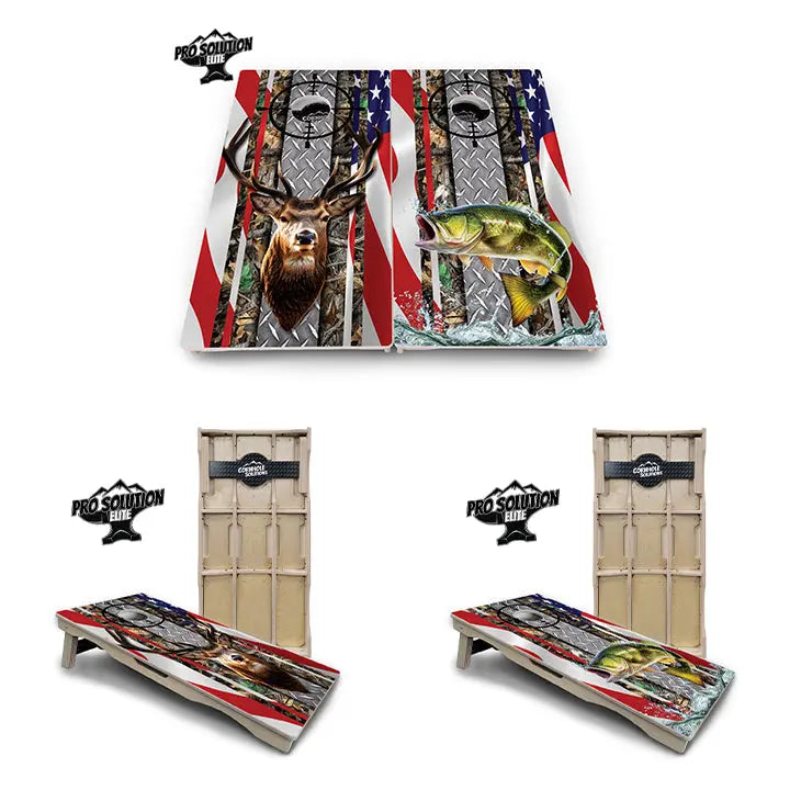 Scope Deer & Fish Cornhole Boards - Pro Solution Elite Series by Cornhole Solutions, custom cornhole board main product photo