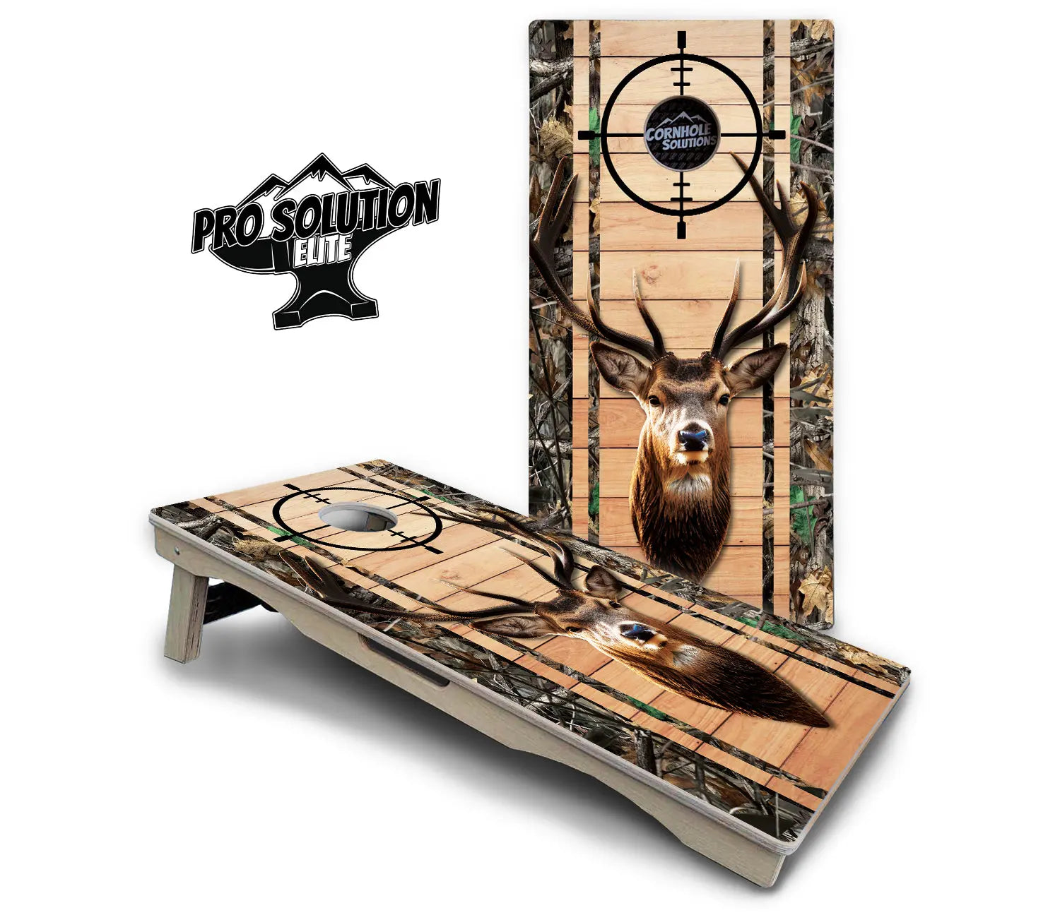 Scope Deer & Fish Plank Cornhole Boards - Pro Solution Elite Series by Cornhole Solutions, custom cornhole board detail photo 3