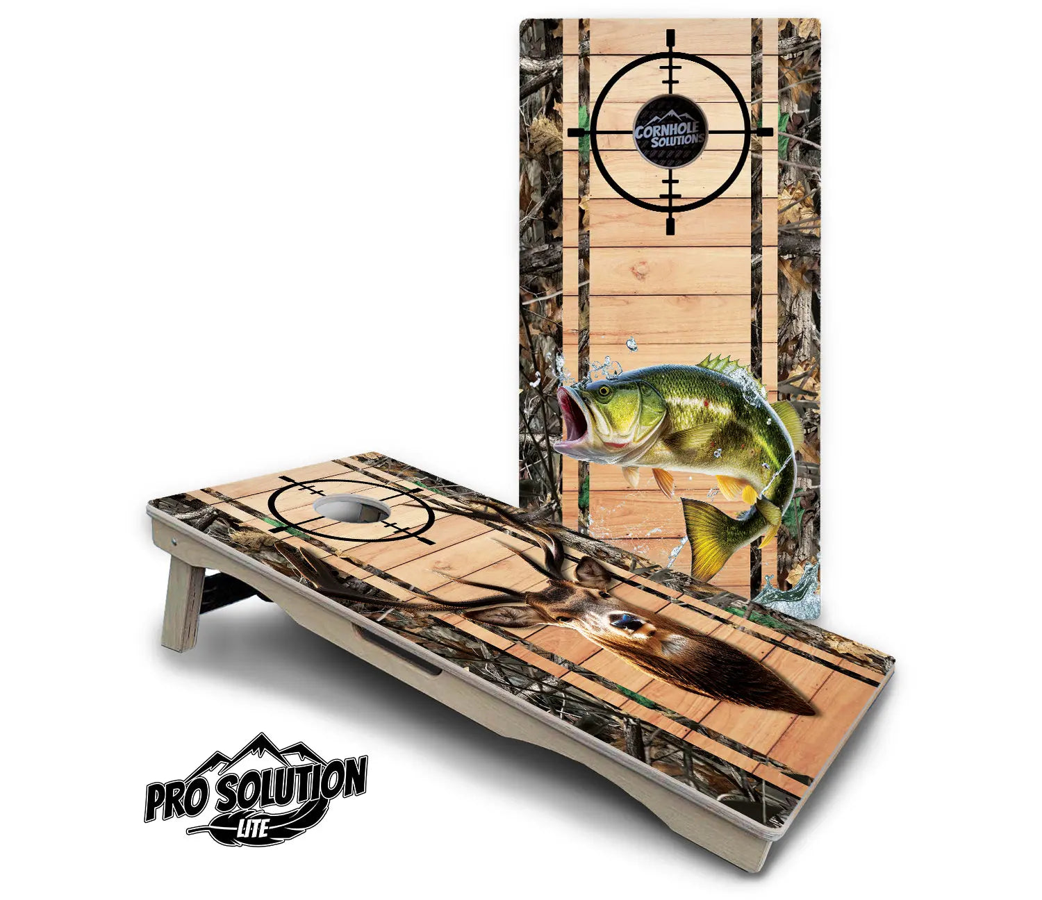 Scope Deer & Fish Plank Cornhole Boards - Pro Solution Lite Series by Cornhole Solutions, custom cornhole board detail photo 11