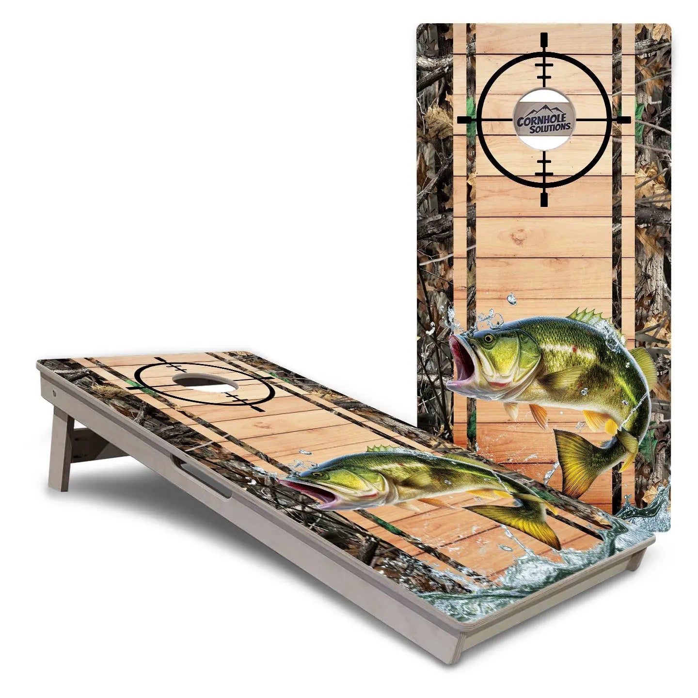 Scope Deer & Fish Plank Cornhole Boards - Professional Tournament Series by Cornhole Solutions, custom cornhole board detail photo 3