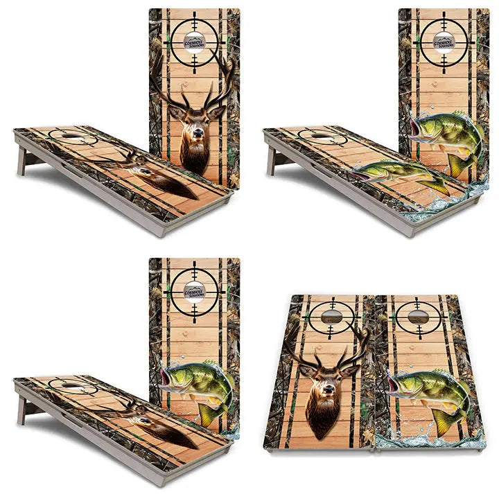 Scope Deer & Fish Plank Cornhole Boards - Professional Tournament Series by Cornhole Solutions, custom cornhole board detail photo 4