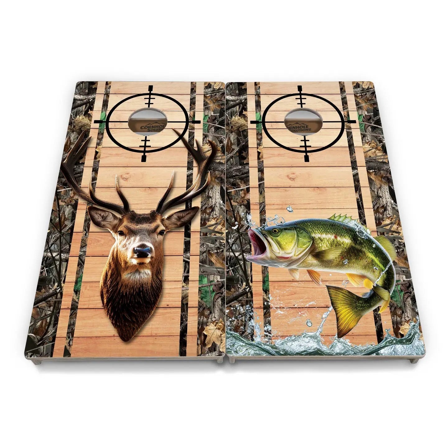 Scope Deer & Fish Plank Cornhole Boards - Professional Tournament Series by Cornhole Solutions, custom cornhole board detail photo 11