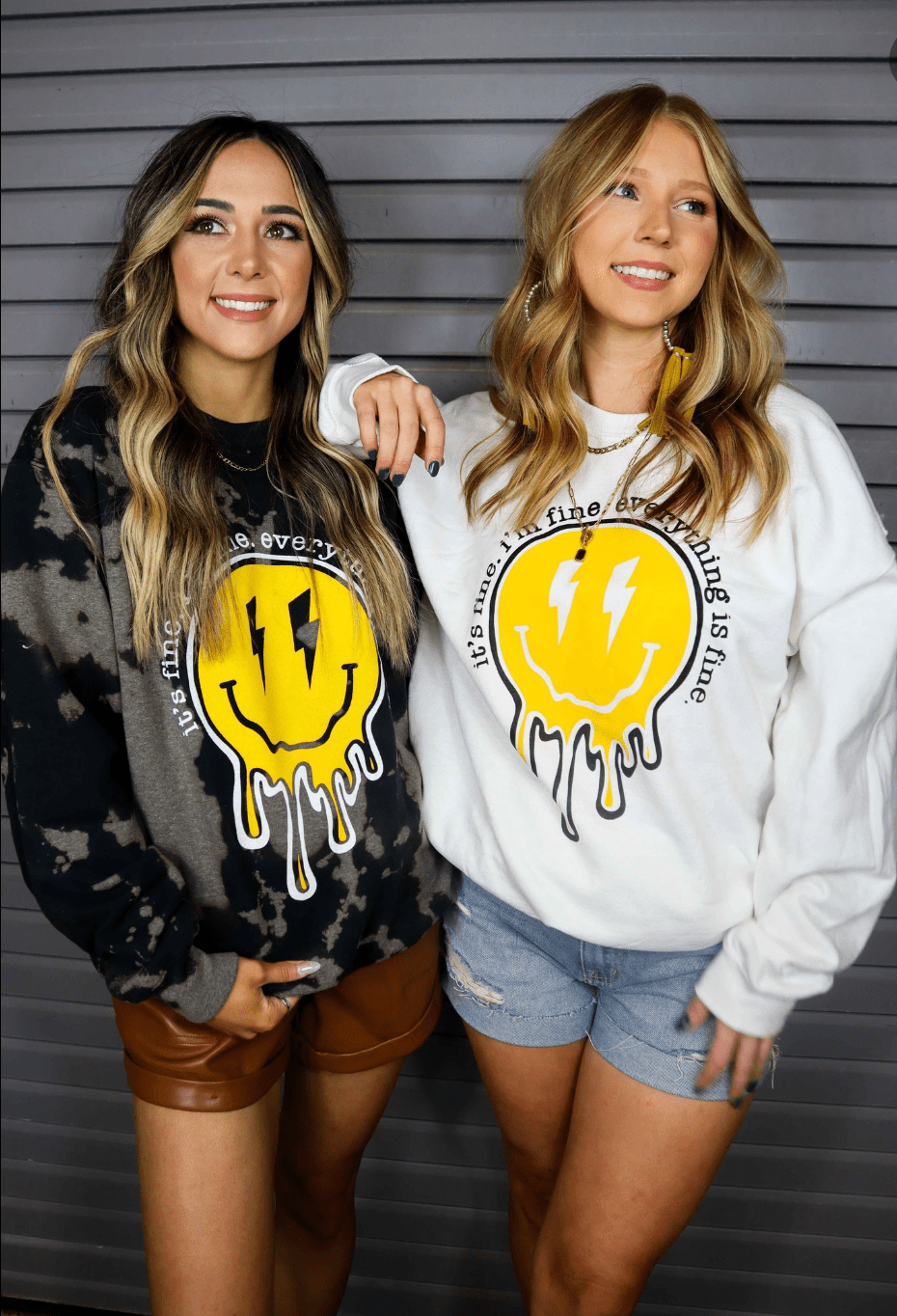 Everything is Fine Bleached Black Sweatshirt by Southern Bliss Company, Southern lifestyle apparel detail photo 3