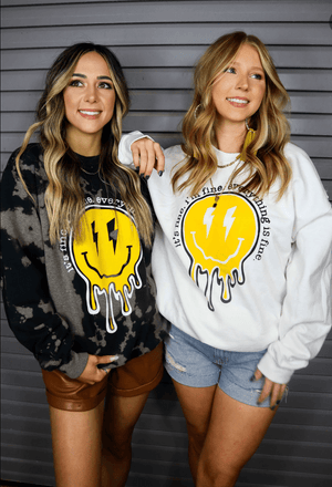 Everything is Fine Bleached Black Sweatshirt by Southern Bliss Company, Southern lifestyle apparel detail photo 3