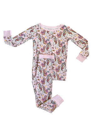 Pink Unicorn | Two-Piece Bamboo Pajama Set by Boosh Baby image 7