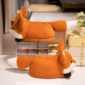 3D Red Panda & Fox Plush Slippers — Cozy Warm Indoor House Shoes by The Mississippi Mermaid Mercantile - view 3