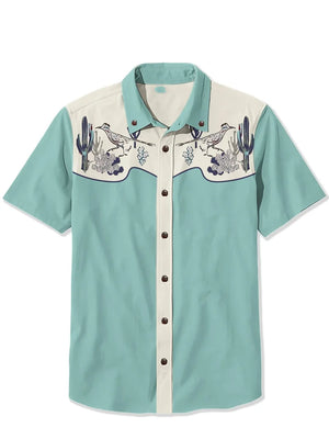 Alien Space Cat Men's Shirt — Retro Camp Collar Button-Down by The Mississippi Mermaid Mercantile - view 3