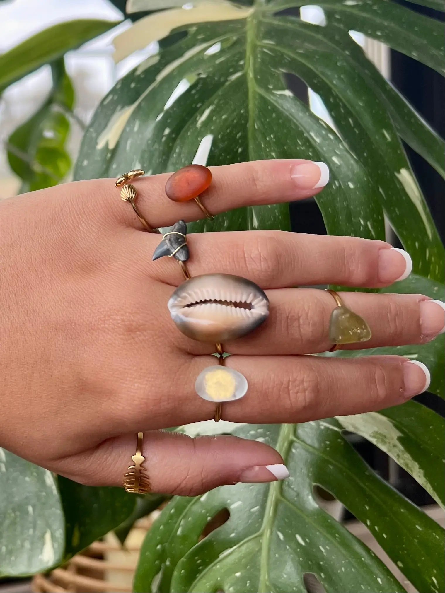 Sea Glass Rings - Gold by HALT, handmade jewelry detail photo 3