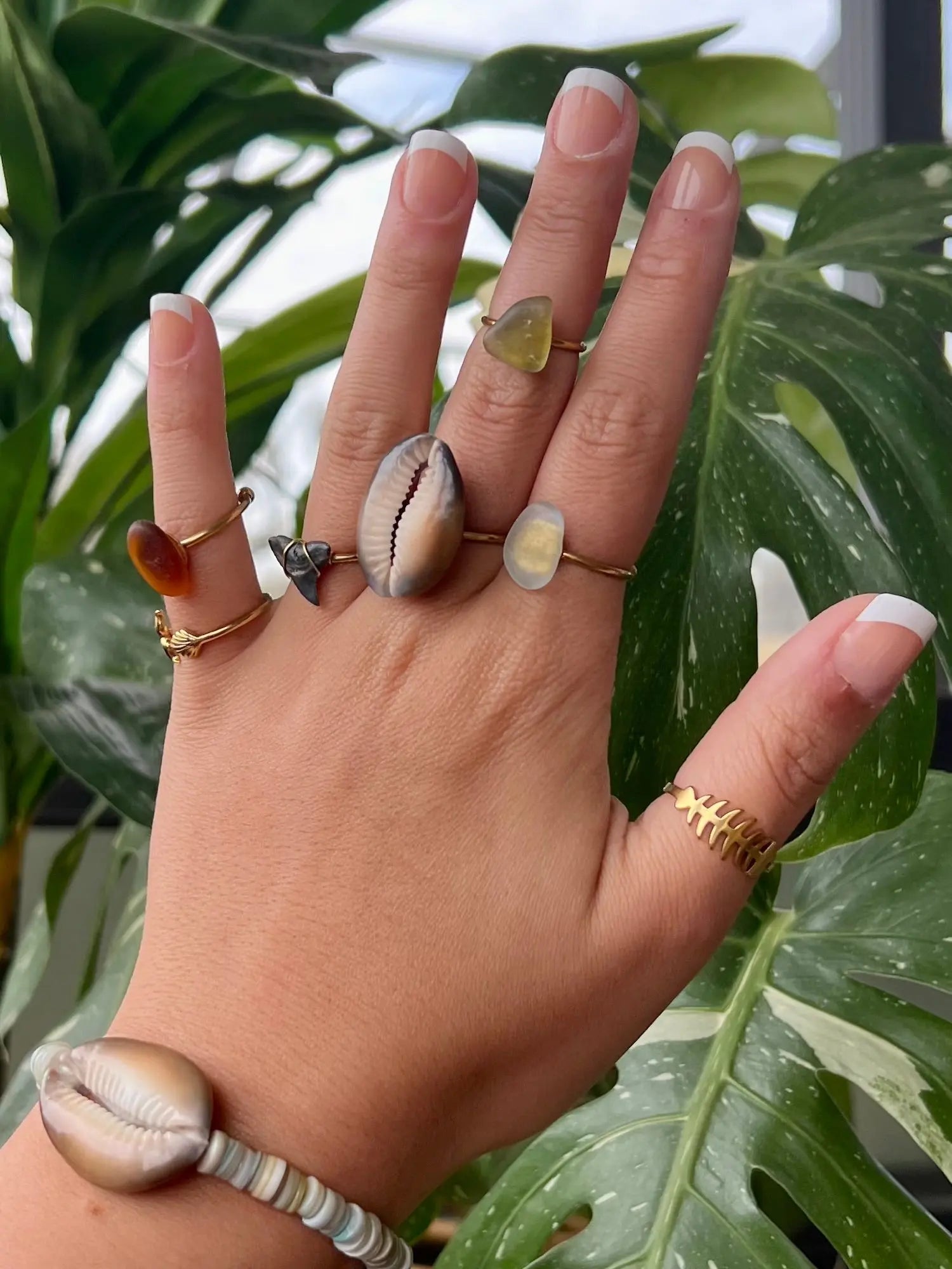 Sea Glass Rings - Gold by HALT, handmade jewelry detail photo 5