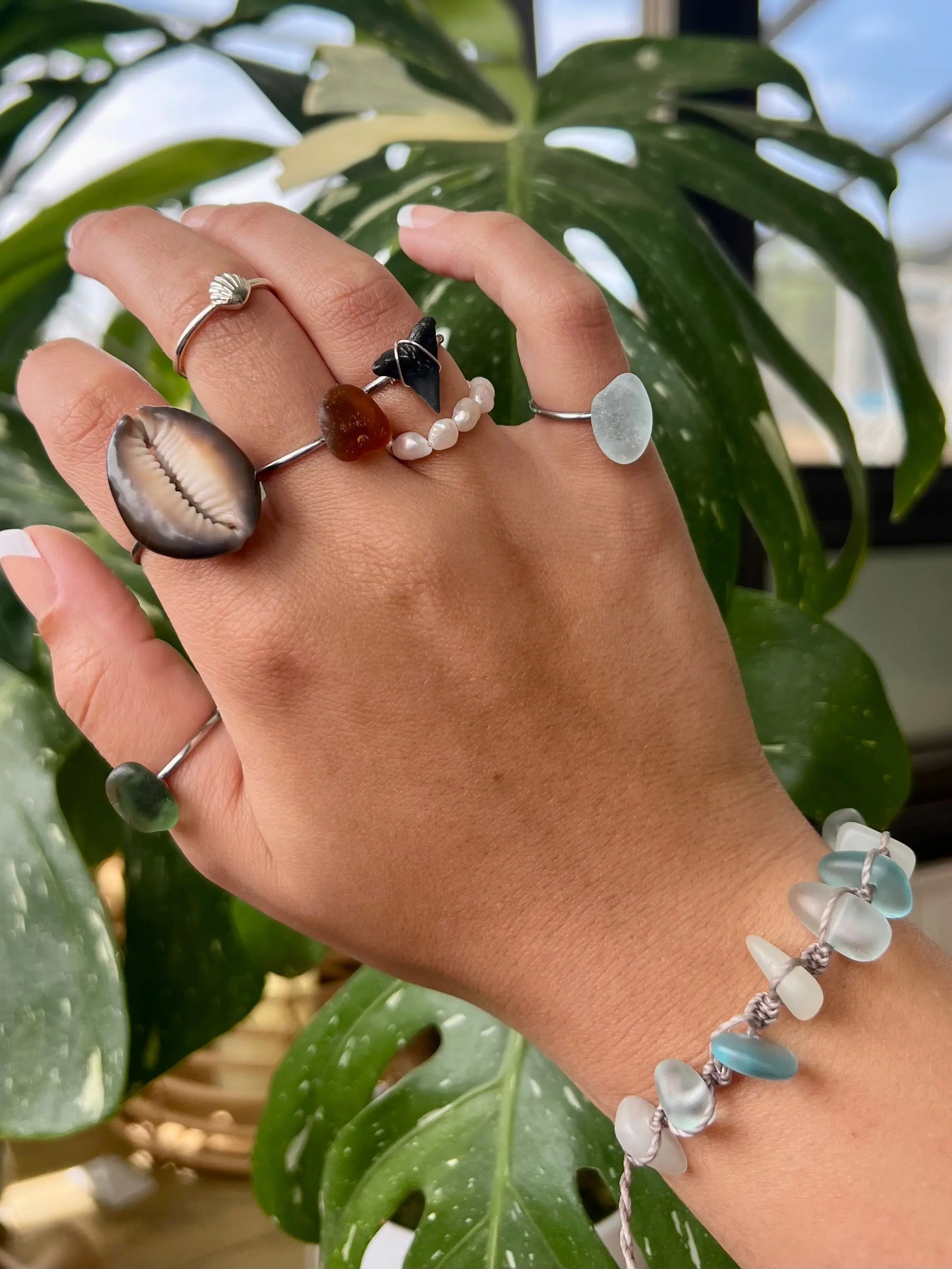 Sea Glass Rings - Silver by HALT, handmade jewelry detail photo 3