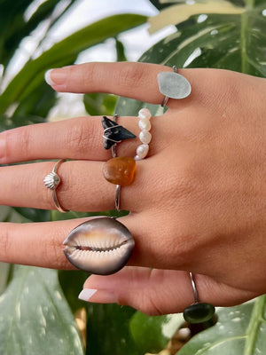 Sea Glass Rings - Silver by HALT, handmade jewelry detail photo 5