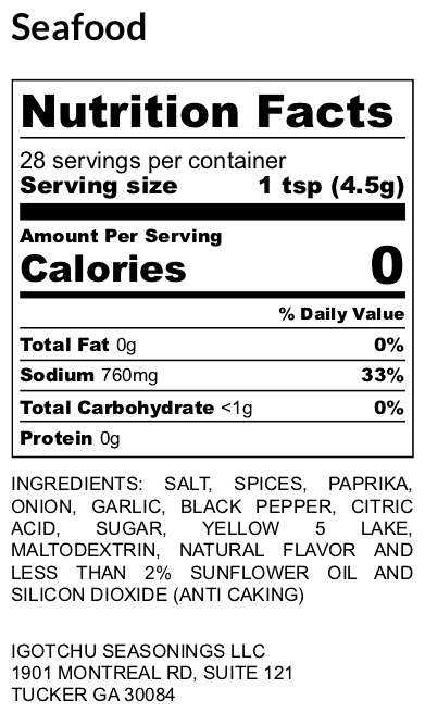 Igotchu Seafood seasoning detail view by Igotchu Seasonings